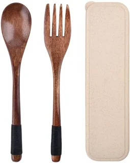 Solidchoice houten bestekset met lepel en vork