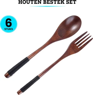 Somstyle Houten Bestek Set 6-delig Bruin