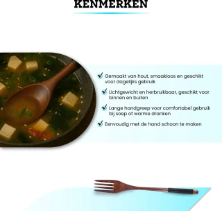 Somstyle Houten Bestek Set 6-delig Bruin