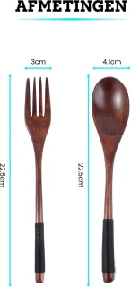 Somstyle Houten Bestek Set 6-delig Bruin
