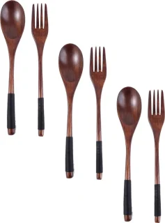 Somstyle Houten Bestek Set 6-delig Bruin