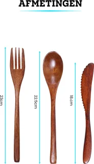 Somstyle Houten Bestekset 9-Delig Bruin