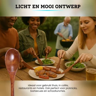 Somstyle Houten Bestekset 9-Delig Bruin