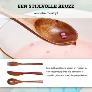 Somstyle Houten Bestekset 9-Delig Bruin