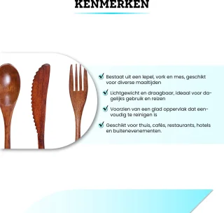 Somstyle Houten Bestekset 9-Delig Bruin