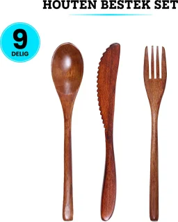 Somstyle Houten Bestekset 9-Delig Bruin