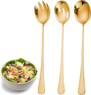 Stalen saladeset met lepels en vorken - 3-delige set