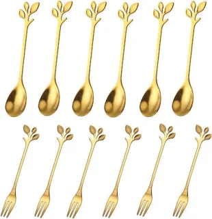 Stalen theelepels, 12 stuks (goud)