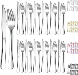 Steakbestekset 24-delig RVS (12 vorken, 12 messen)
