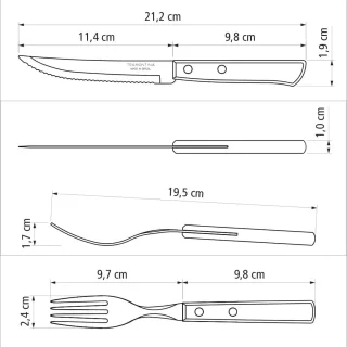Steakbestekset 8-delig met houten handvat voor 4 personen