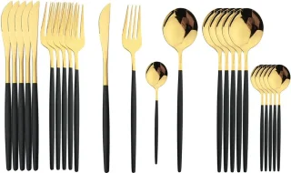 Stelton Bestekset Zwart/Goud 24-delig Stainless Steel