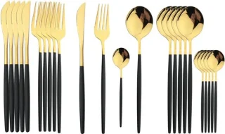 Stelton Bestekset Zwart/Goud 24-delig Stainless Steel