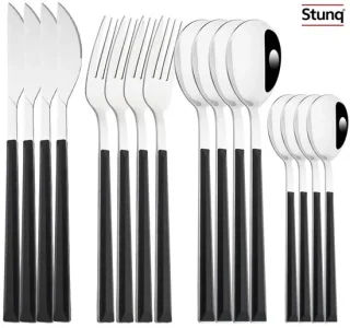 Stunq 16-delige bestekset RVS zwart