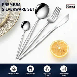 Stunq® 24-delige roestvrijstalen bestekset, spiegelpolijst