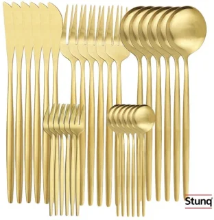 Stunq 30-delig bestekset mat goud - RVS
