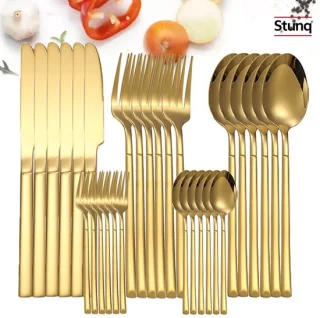 Stunq 30-delige gouden bestekset rvs