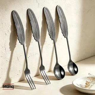 Stunq 4-delige bestekset zwart roestvrij staal
