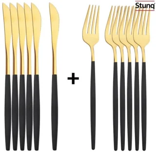 Stunq Bestekset 12-delig zwart goud