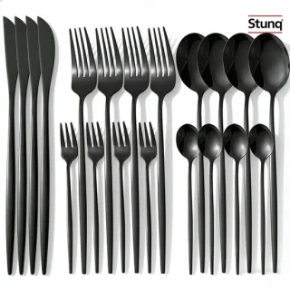 Stunq bestekset 20-delig zwart RVS