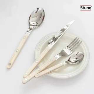 Stunq bestekset 24-delig 18/10 RVS met crème handvatten