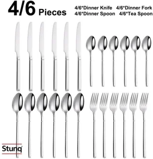 Stunq® bestekset 24-delig RVS, zilver glanzend