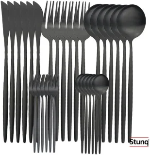 Stunq® bestekset 30-delig mat zwart RVS