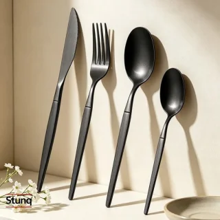 Stunq bestekset 4 stuks mat zwart RVS