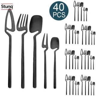 Stunq bestekset 40-delig mat zwart rvs