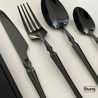 Stunq bestekset 40-delig zwart RVS spiegelglans
