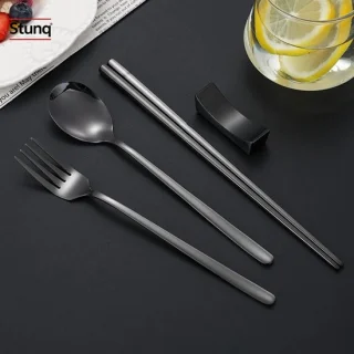Stunq Bestekset Koreaanse stijl - Mat zwart, 4-delig