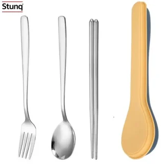 Stunq® Bestekset met opbergkoffer Koreaanse stijl – geel