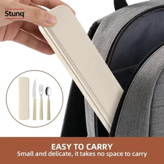 Stunq bestekset roestvrij staal 3-in-1 met opbergdoos – Beige/crème