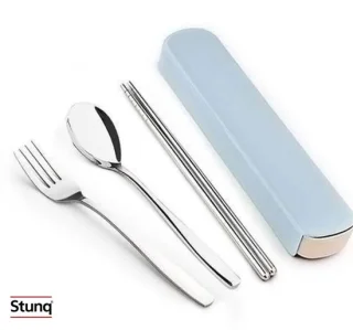 Stunq® bestekset roestvrijstaal, 4-delig, lichtblauw