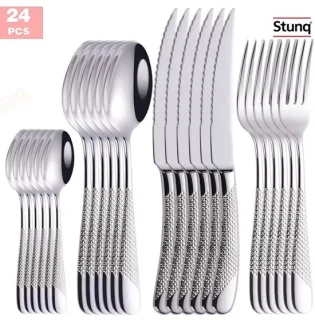 Stunq bestekset ster-vormig, 24-delig, zilver