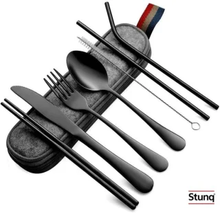 Stunq draagbare bestekset 8-delig zwart