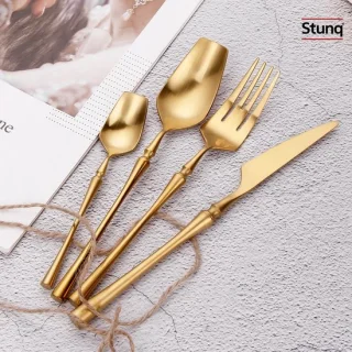Stunq® gouden bestekset 16-delig, mat RVS 304