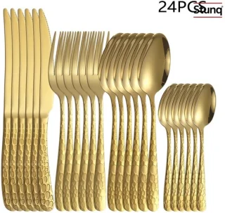 Stunq® Gouden bestekset 24-delig RVS