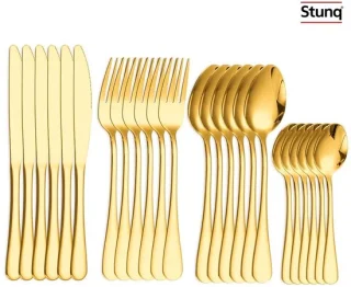 Stunq gouden bestekset 24-delig van RVS
