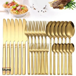 Stunq® gouden bestekset 30-delig RVS