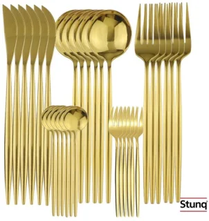Stunq® gouden bestekset 30-delig RVS voor 6 personen