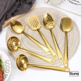 Stunq Koreaanse Hot Pot bestekset 6-delig, goudkleurig RVS