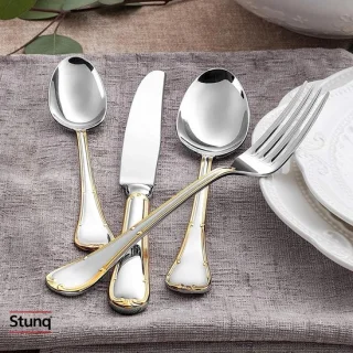 Stunq Luxe Goud Accent Bestekset 4 stuks RVS Zilverwerk