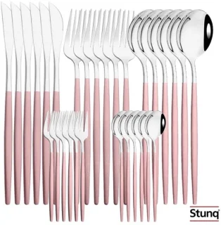Stunq roze zilver bestekset 30-delig