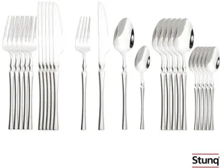 Stunq Rvs bestekset 24-delig - vork, mes en lepel - glanzend zilver