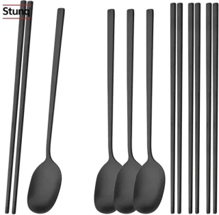 Stunq sushi bestekset 8-delig mat zwart