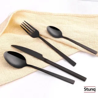 Stunq® Zwart bestek set 4-delig RVS spiegel
