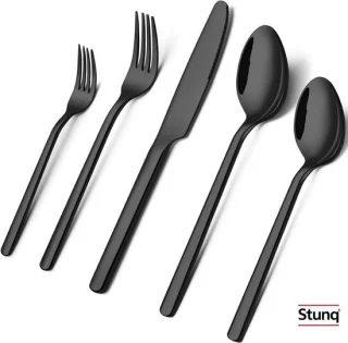 Stunq® Zwart bestekset 5-delig RVS spiegel