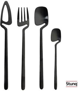 Stunq zwarte bestekset 4 stuks mat