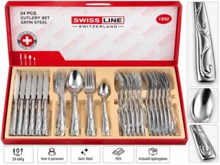 Swiss Line Switzerland bestekset 24-delig - Satin Steel - zilver