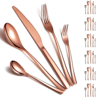 Tafelzilver Roségoud Titanium 30-delige Bestekset voor 6 Personen